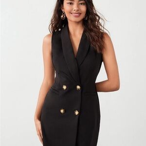 SHEIN Black Sleeveless Blazer Dress Collared vest double breasted size large